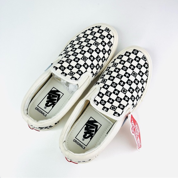 Vans x Louis Vuitton Unisex White Black Checkered Slip-On Monogram Sneaker NEW - Picture 4 of 9
